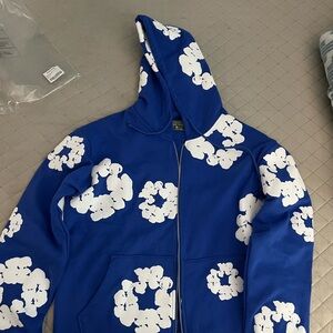 Denim Tears Cotton Wreath Zip Hoodie Blue